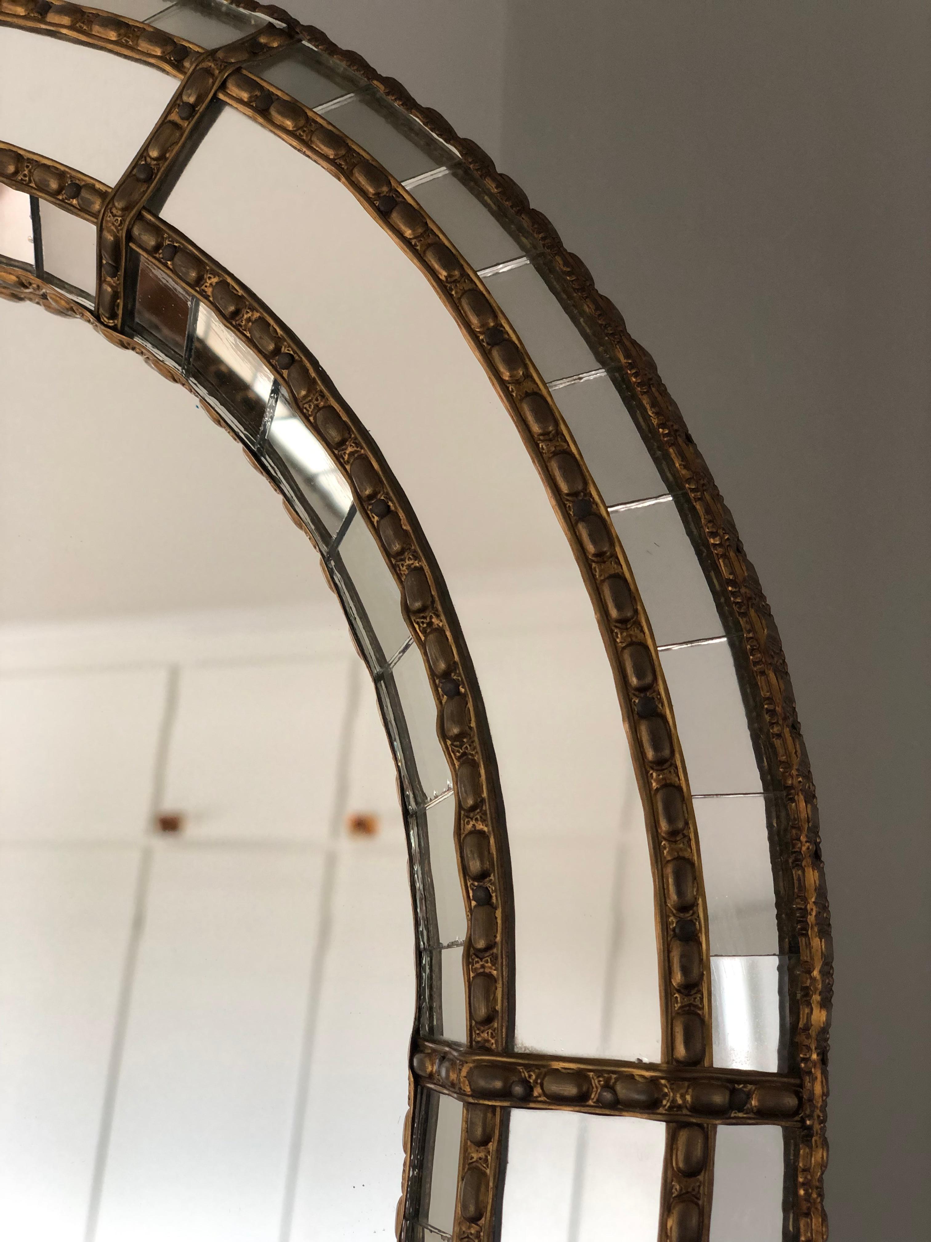 Paar von 2 Vintage voller Länge venezianischen Spiegel Hollywood Regency in Gold Spanien 19 (Ende des 20. Jahrhunderts) im Angebot