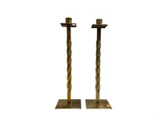 Pair of 2 Vintage Italian Decorative Brass Candlestick 1980