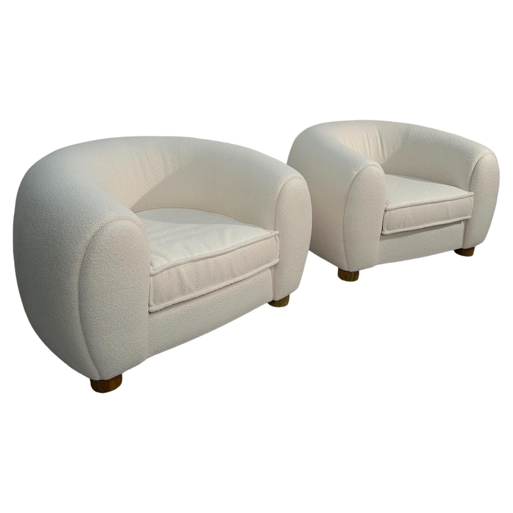 Pair of  Mid Century Polar Armchairs  Jean Royere Style  For Sale