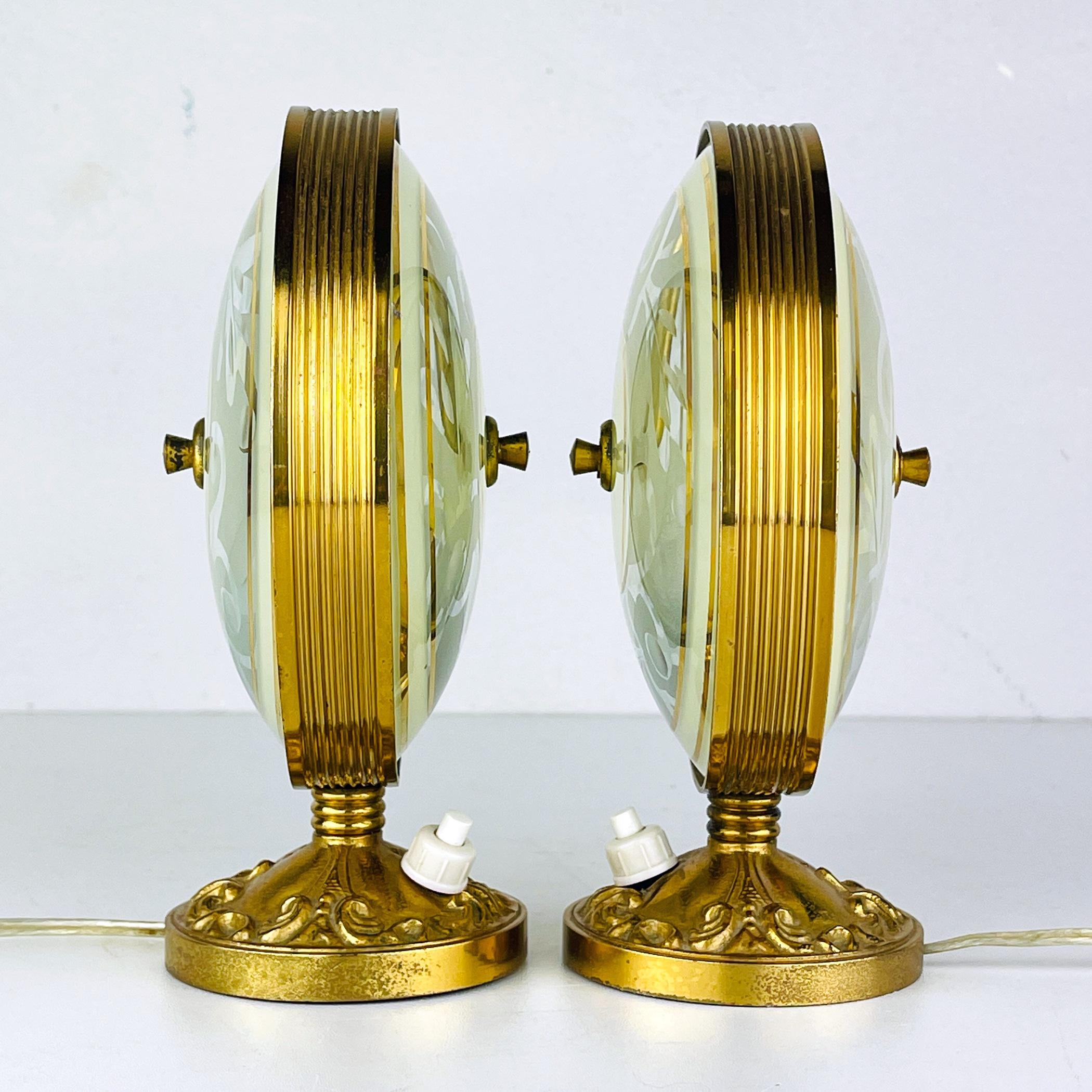 Italian Pair of 2 Vintage Night Lamps, Italy, 1950s  For Sale