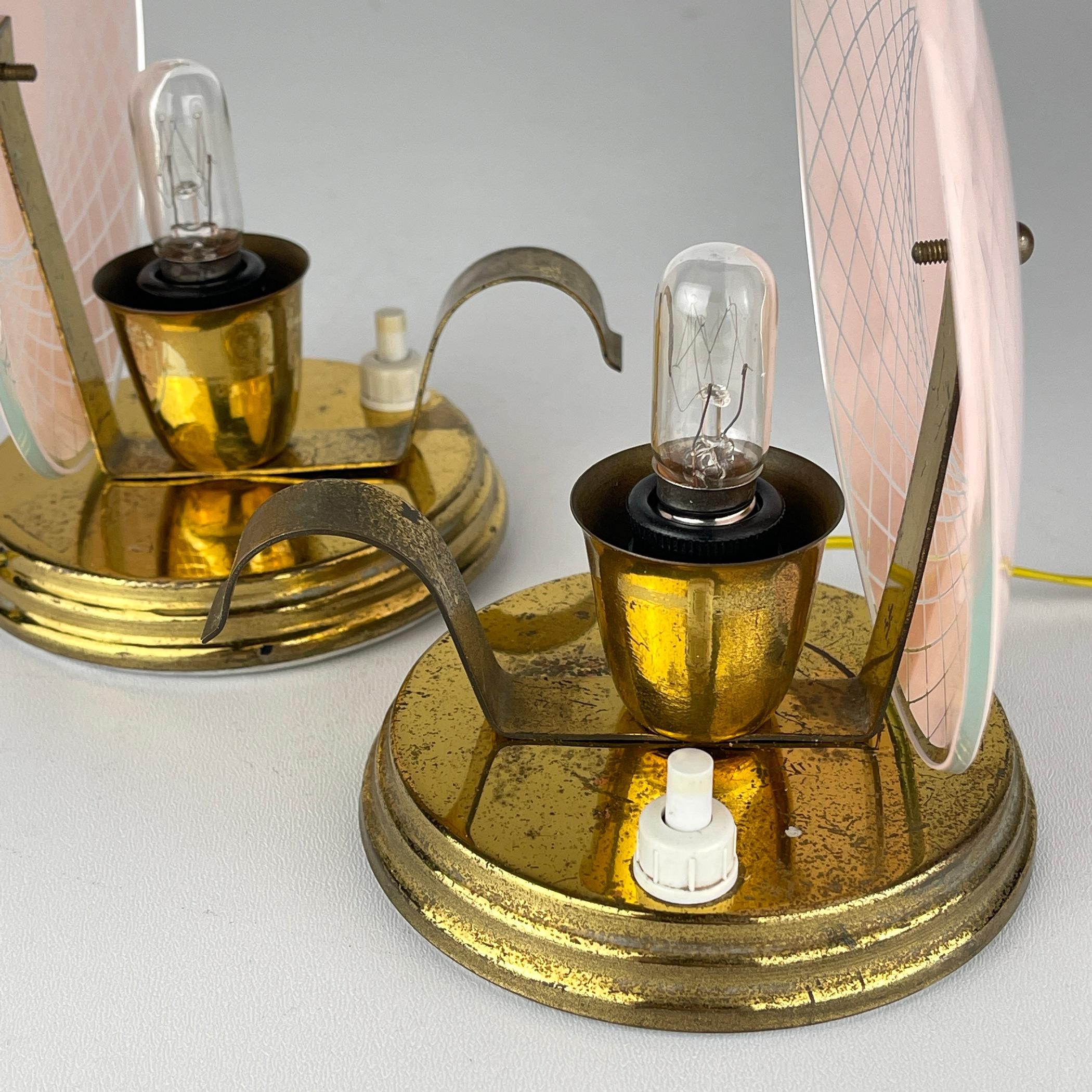Pair of 2 vintage night table lamps Italy 1950s  For Sale 4