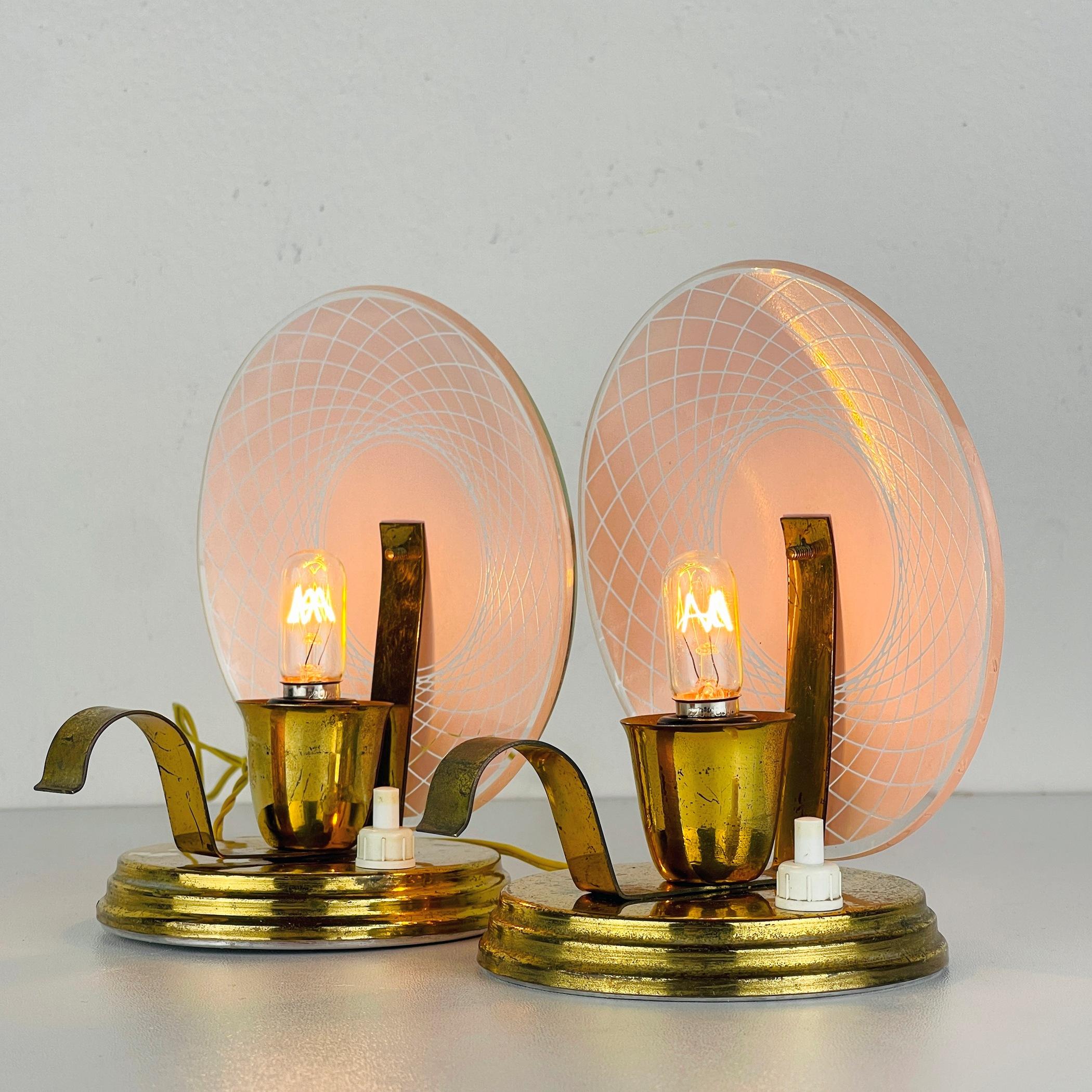 20th Century Pair of 2 vintage night table lamps Italy 1950s  For Sale