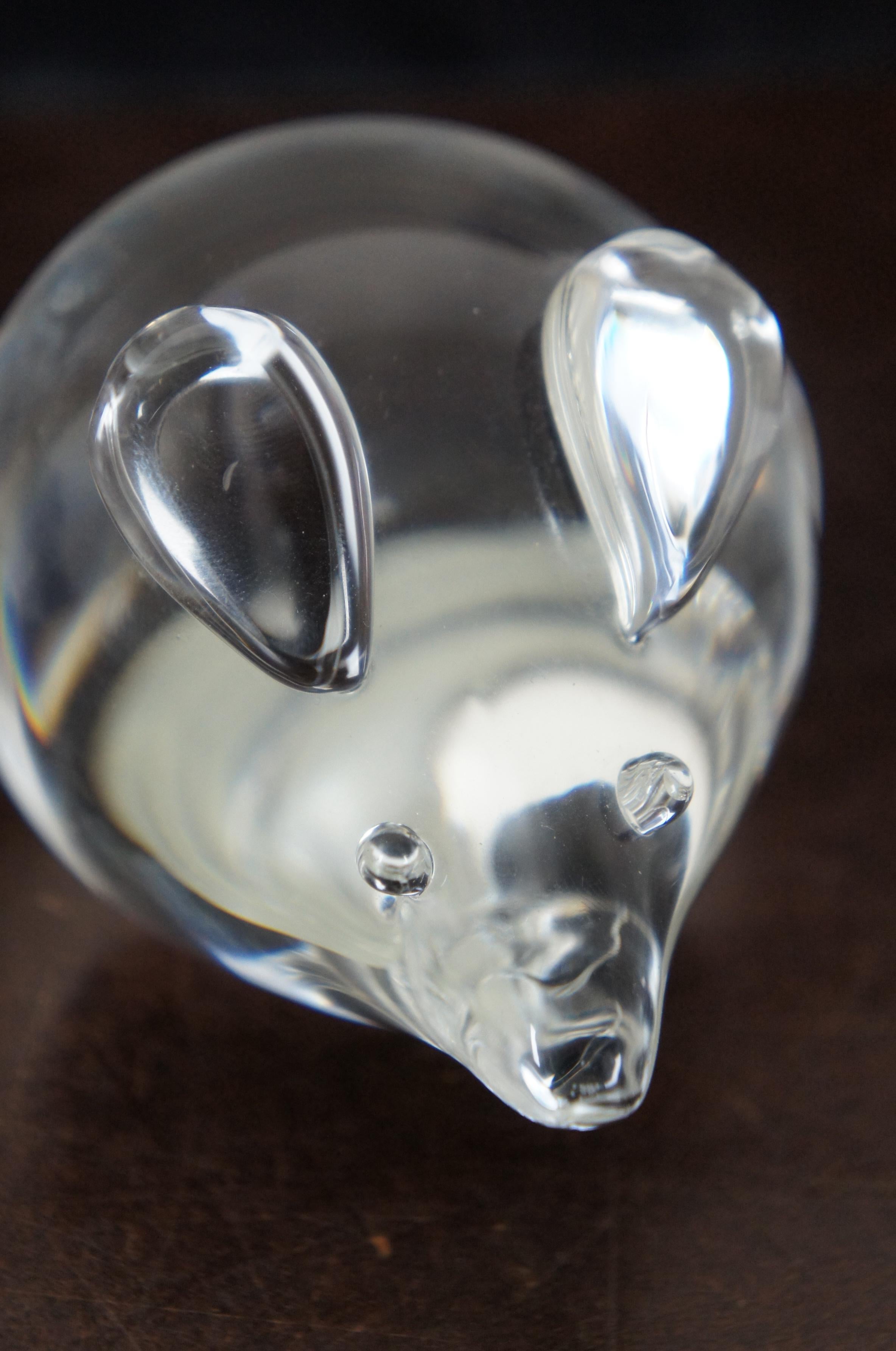 Pair of 2 Vintage Steuben Glass Crystal Mice Mouse Figurines Paperweights 4