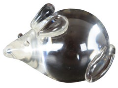 Pair of 2 Vintage Steuben Glass Crystal Mice Mouse Figurines Paperweights