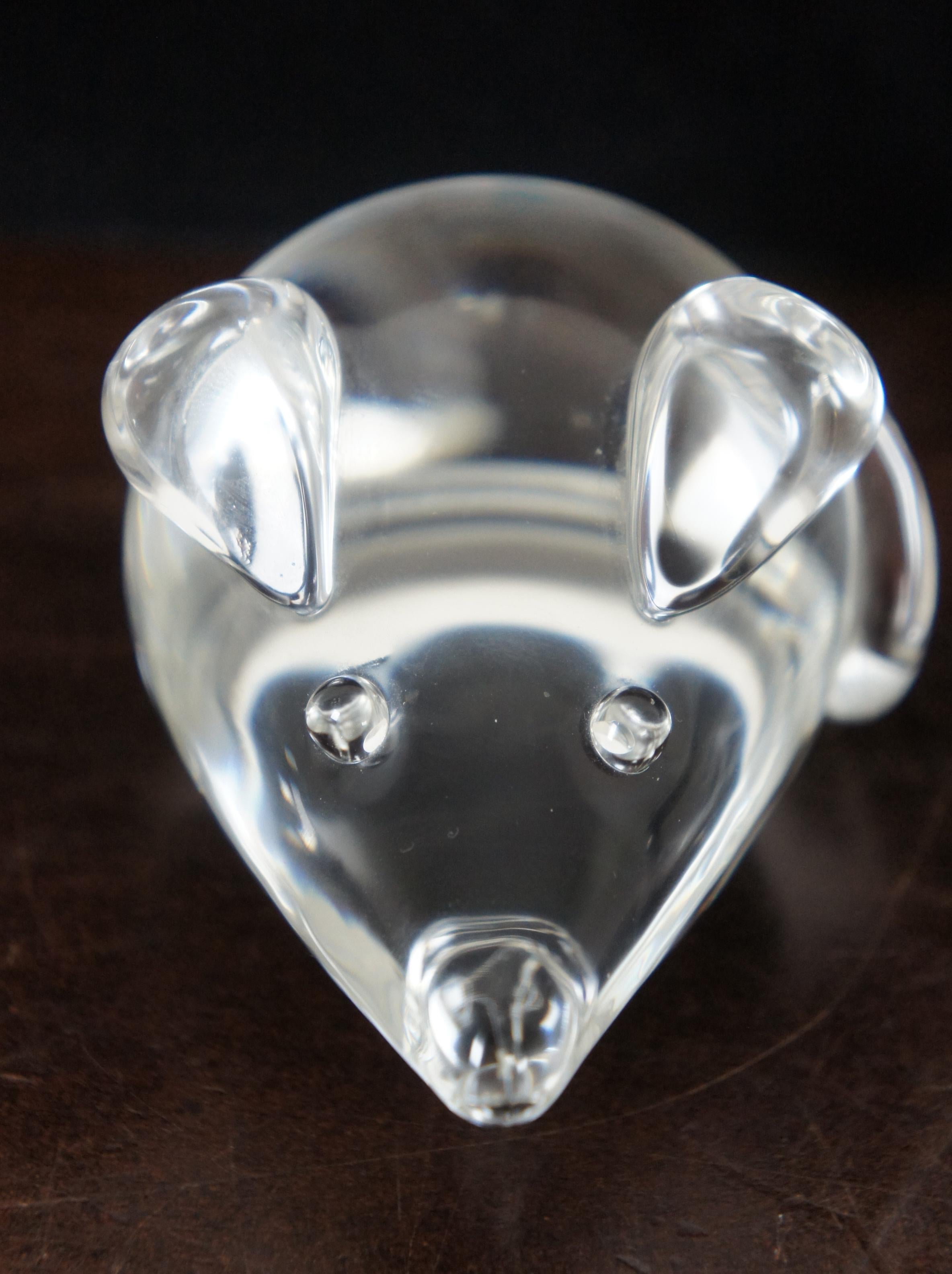 Pair of 2 Vintage Steuben Glass Crystal Mice Mouse Figurines Paperweights 3