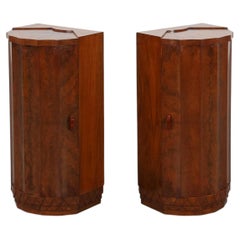 Pair of 2 Walnut Italian Art Deco Nightstands, Italy 1920