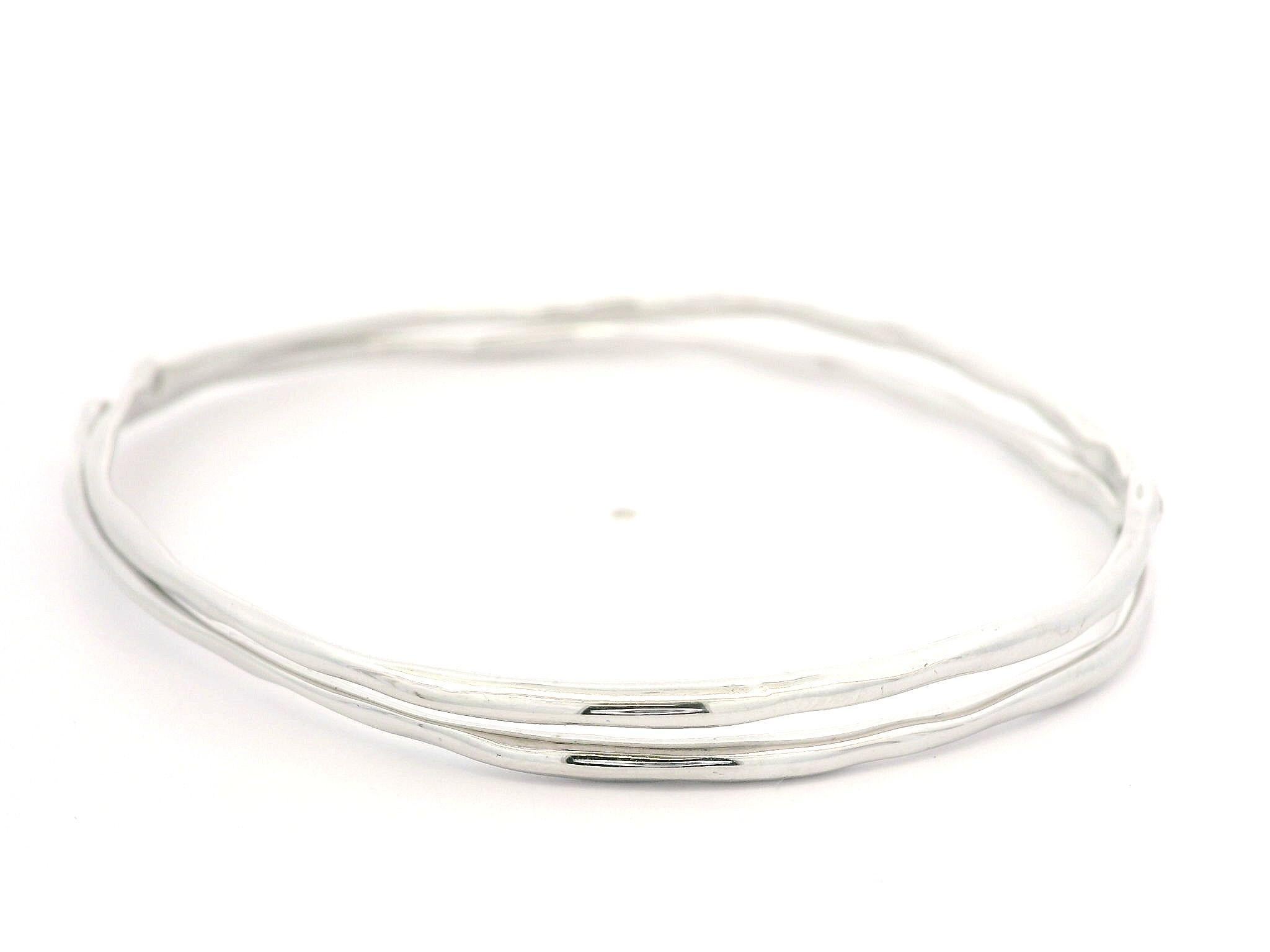 Donna Coppia di 2 braccialetti in oro bianco con diamante a castone da 0,16 carati, liberi di essere indossati in vendita