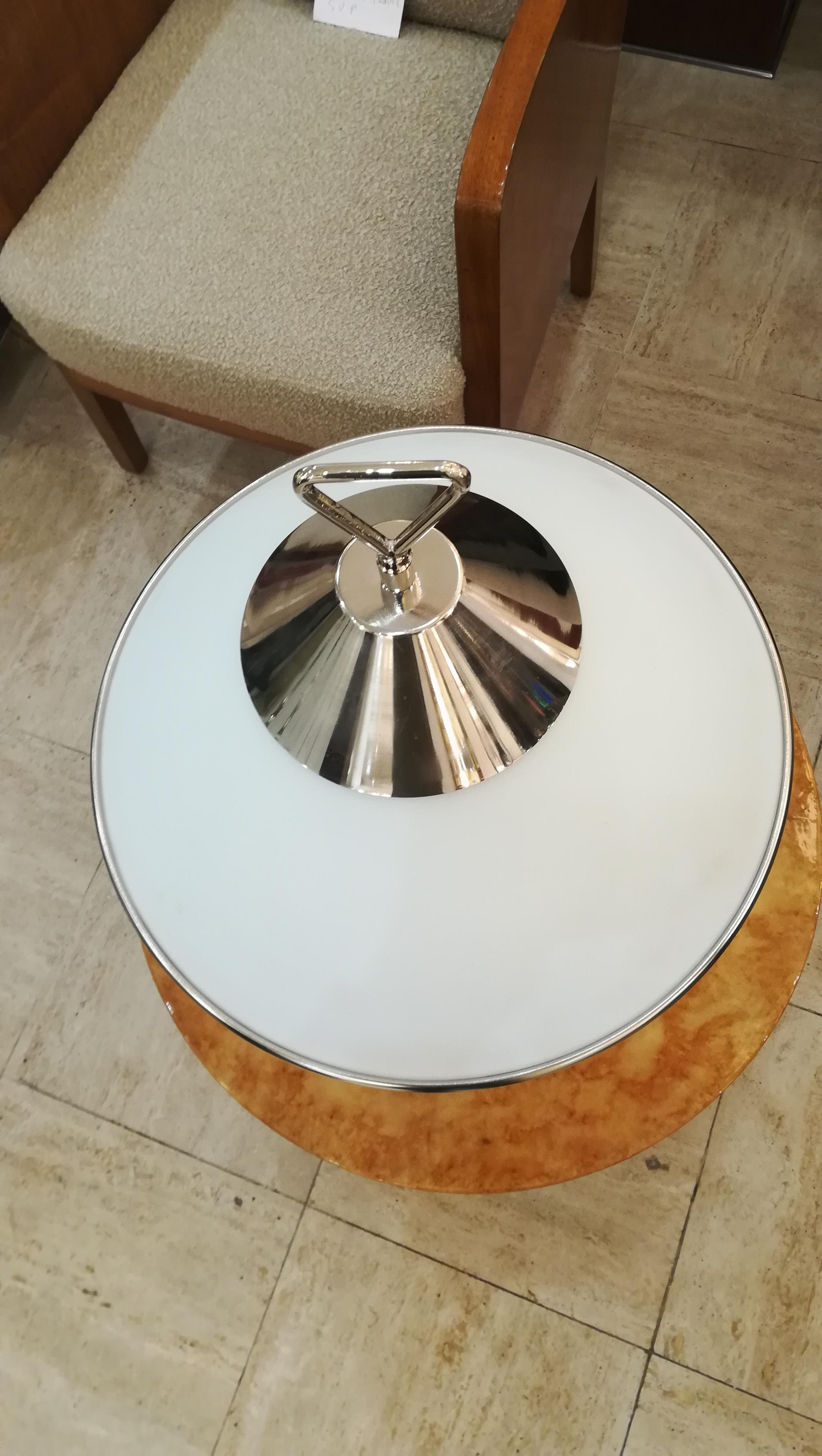 Pair of 2000s Design Opaline and Chromium Table Lamp 4