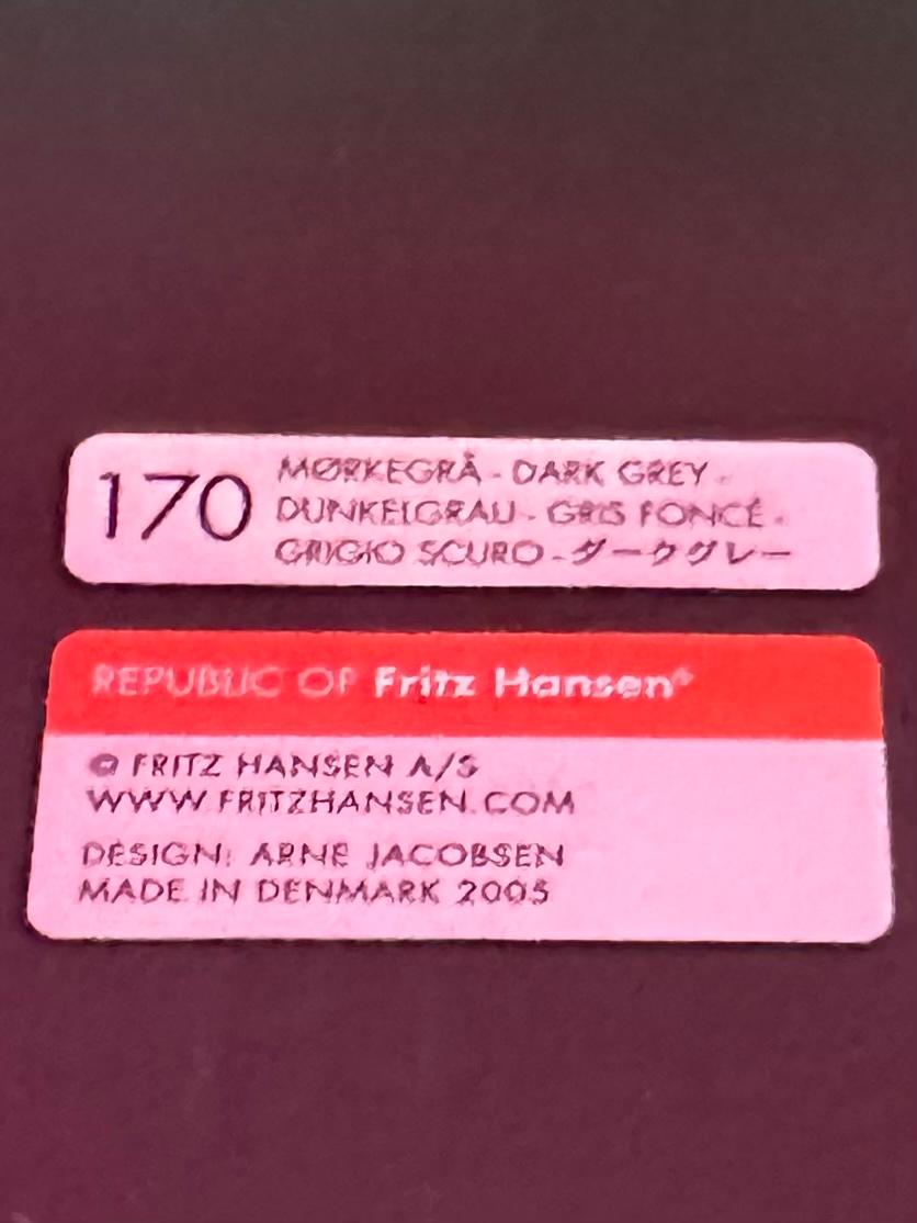 Pair of 2005 Danish Arne Jacobsen Ser. 7 Curved Ash & Steel Dark Grey Bar Stool For Sale 8