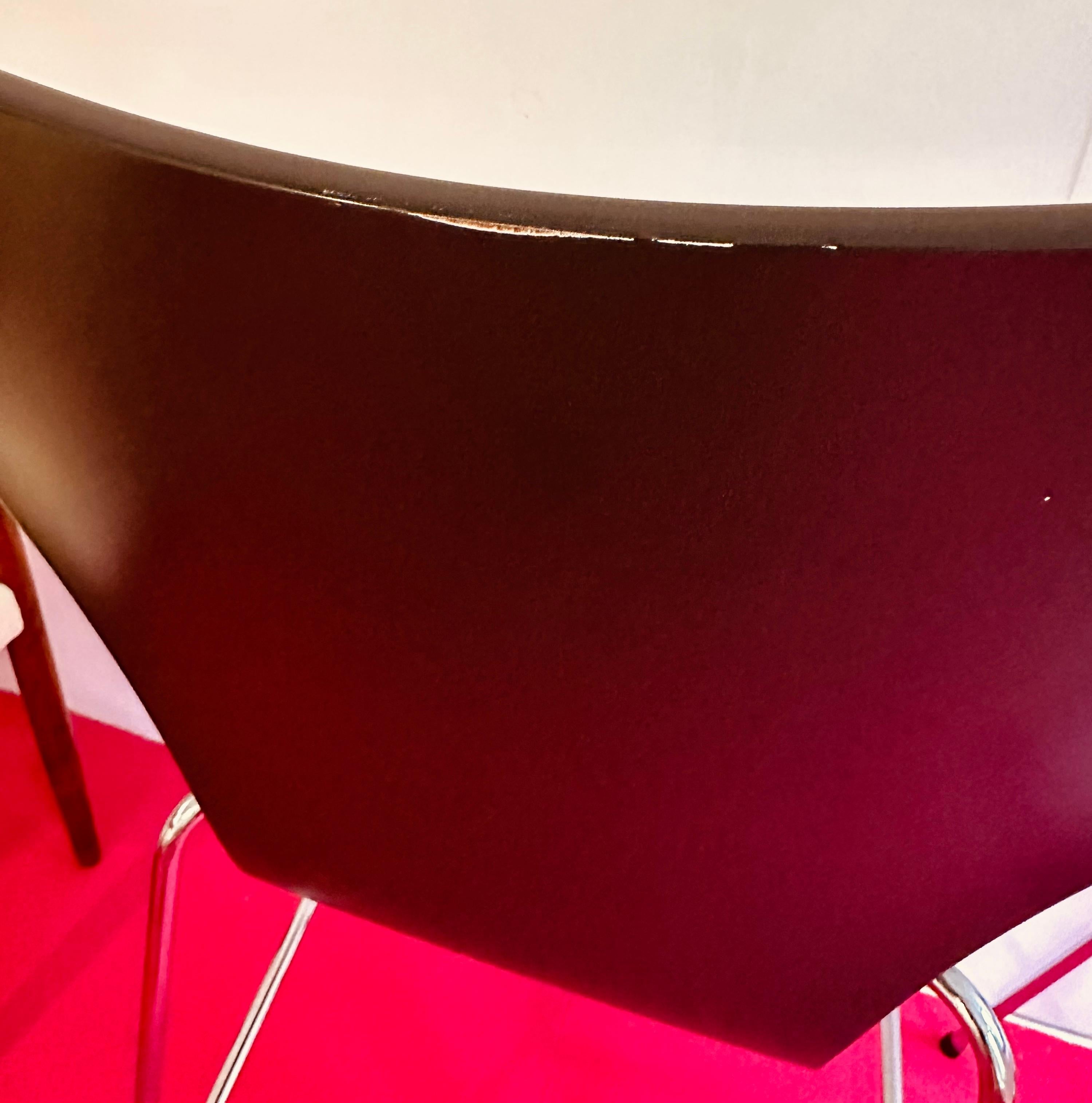 Pair of 2005 Danish Arne Jacobsen Ser. 7 Curved Ash & Steel Dark Grey Bar Stool 9