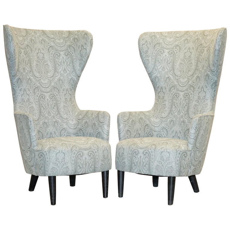 Pair of 2007 Restored George Smith Tom Dixon Wing Back Armchairs For Sale