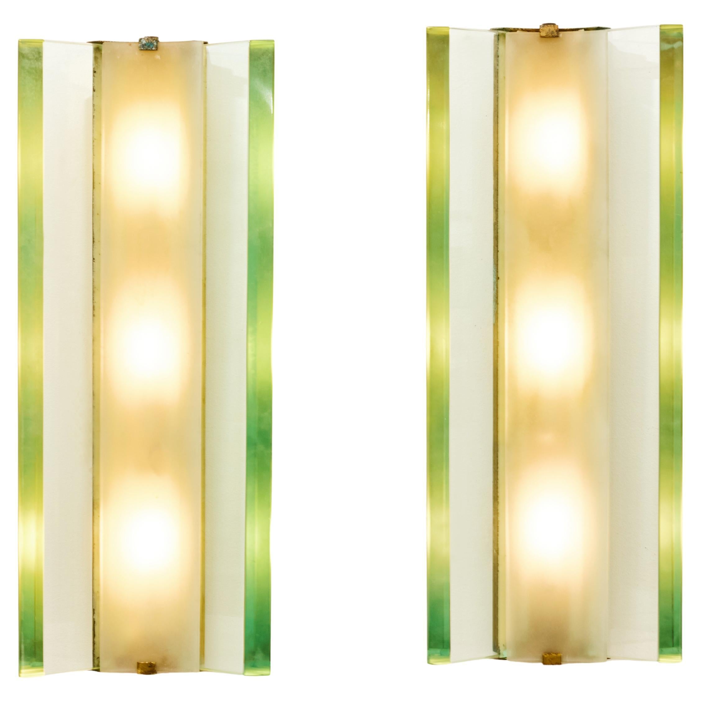 Pair of 2052 Fontana Arte by Max Ingrand Wall Sconces For Sale