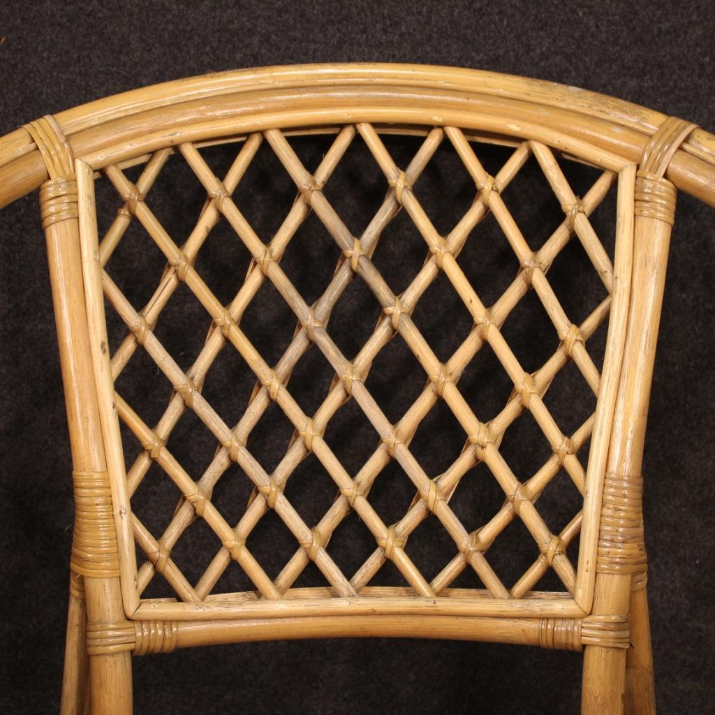 Pair of 20th Century Wicker and Cane Italian Armchairs, 1960 For Sale 7
