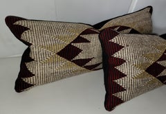 Pair of 20th C Beautiful Navajo Eye Dazzler Bolster Pillows