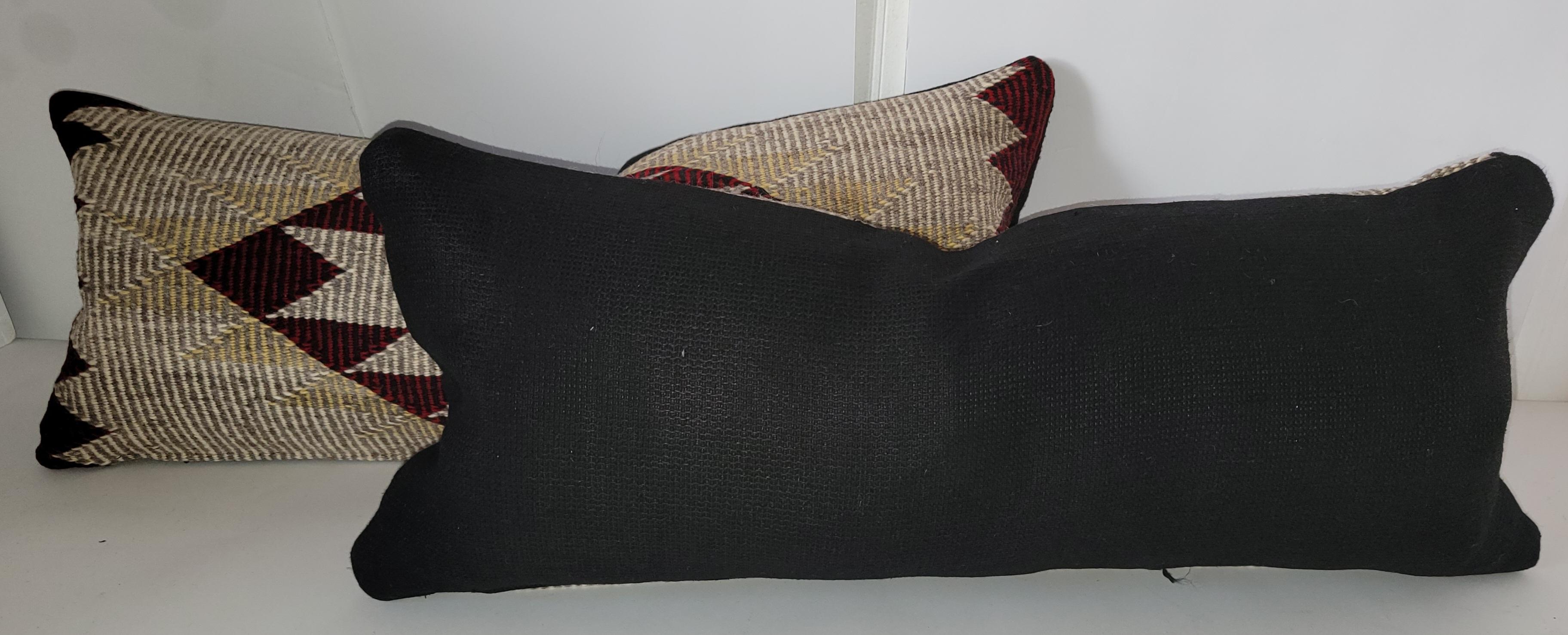 American Pair of 20th C Beautiful Navajo Eye Dazzler Bolster Pillows For Sale