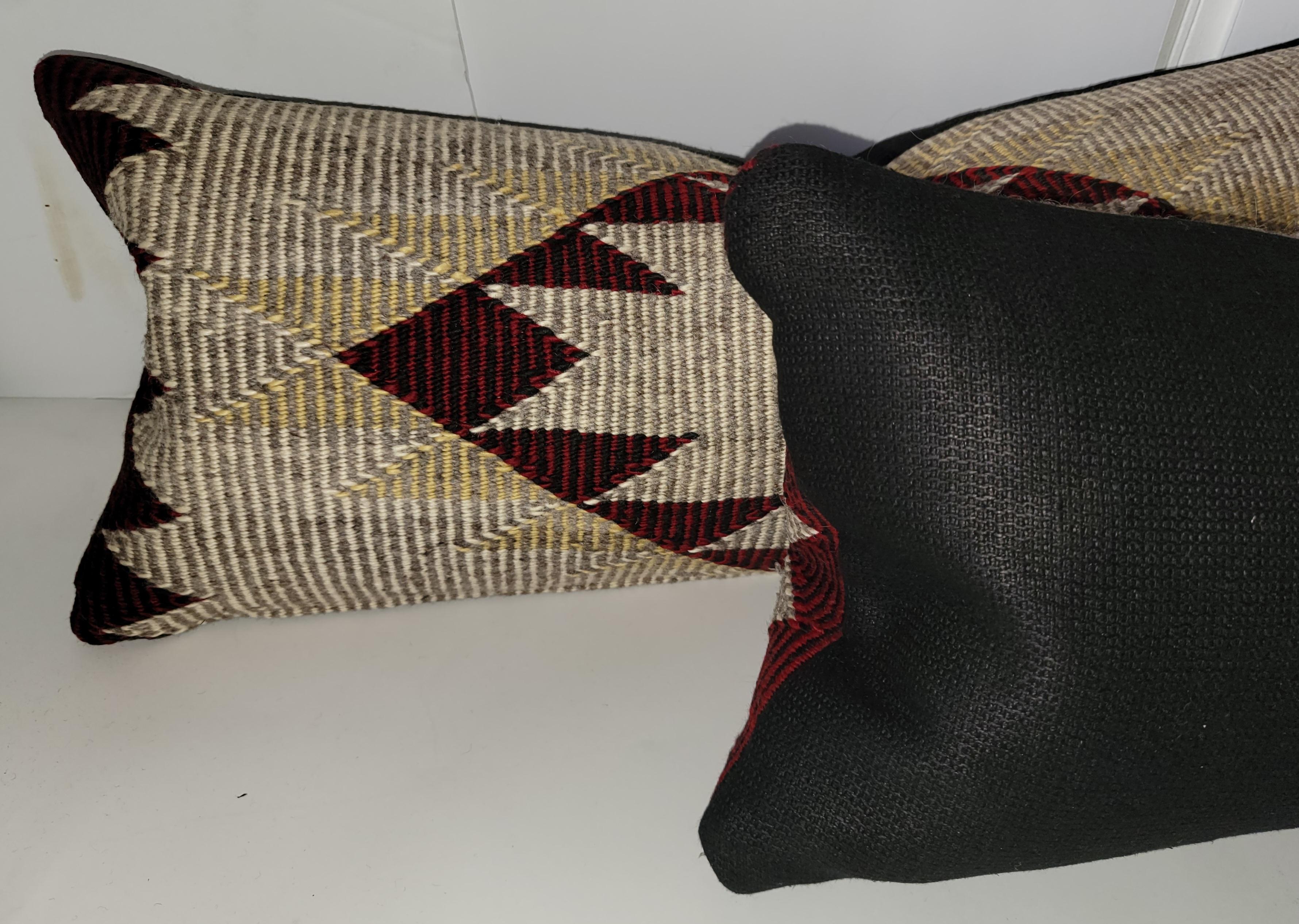 Pair of 20th C Beautiful Navajo Eye Dazzler Bolster Pillows In Good Condition For Sale In Los Angeles, CA