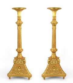 Pair of English Adam Gilt Wood Pedestals