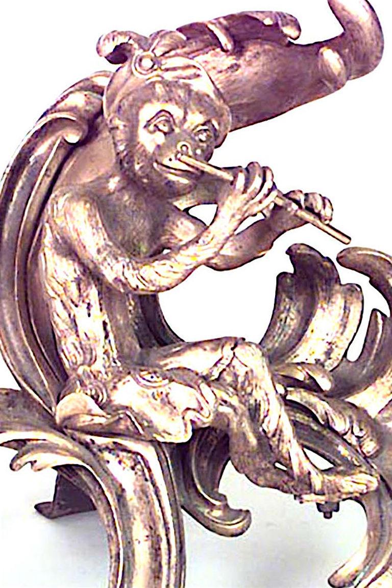 Paar Affen-Feuerböcke aus Bronze im Louis-XV-Stil (Französisch) im Angebot