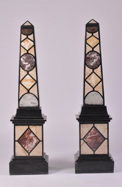 Pair of 20th Century Marble Specimen Obelisks