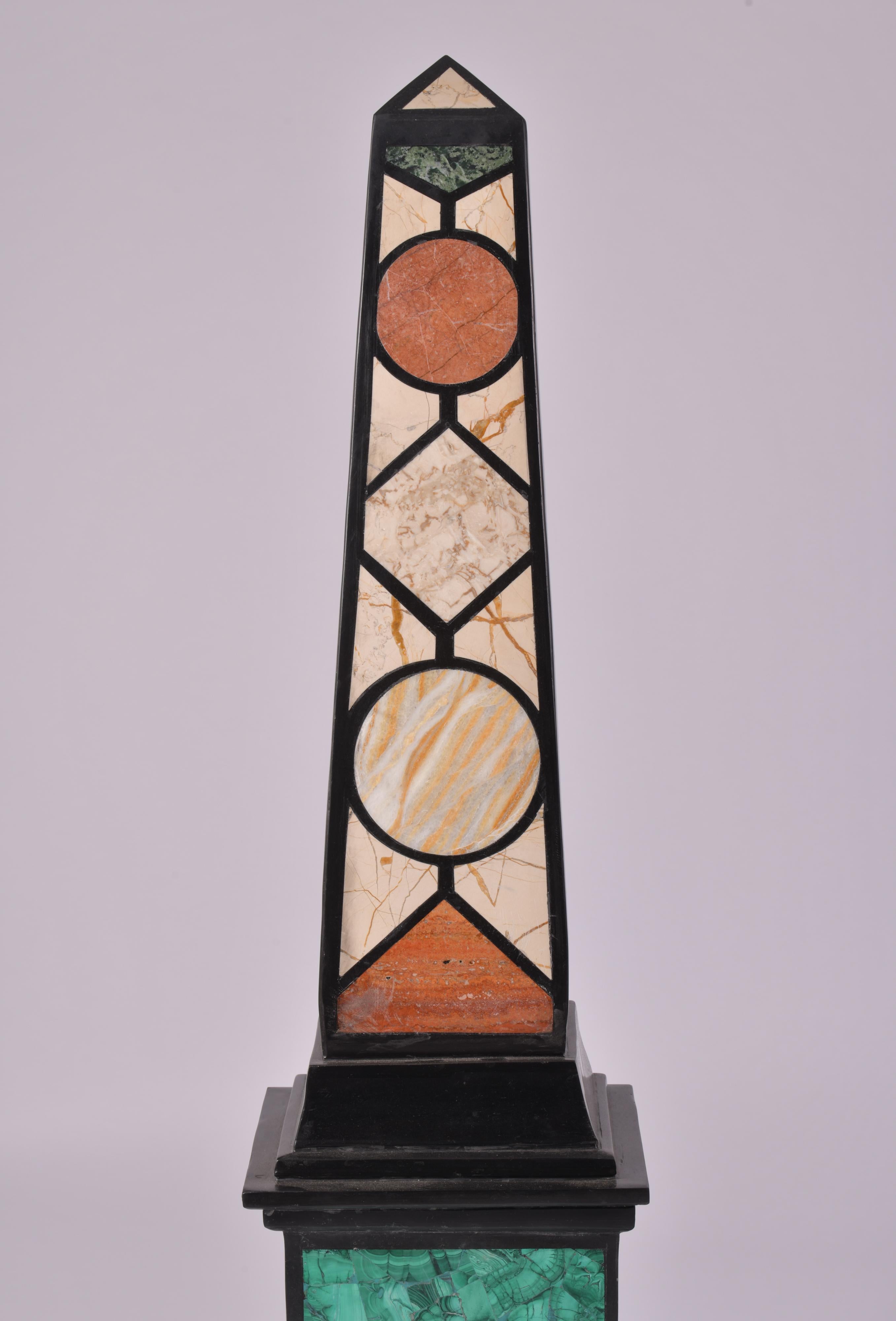Pair of 20th Century Marble Specimen Obelisks In Good Condition In London, GB
