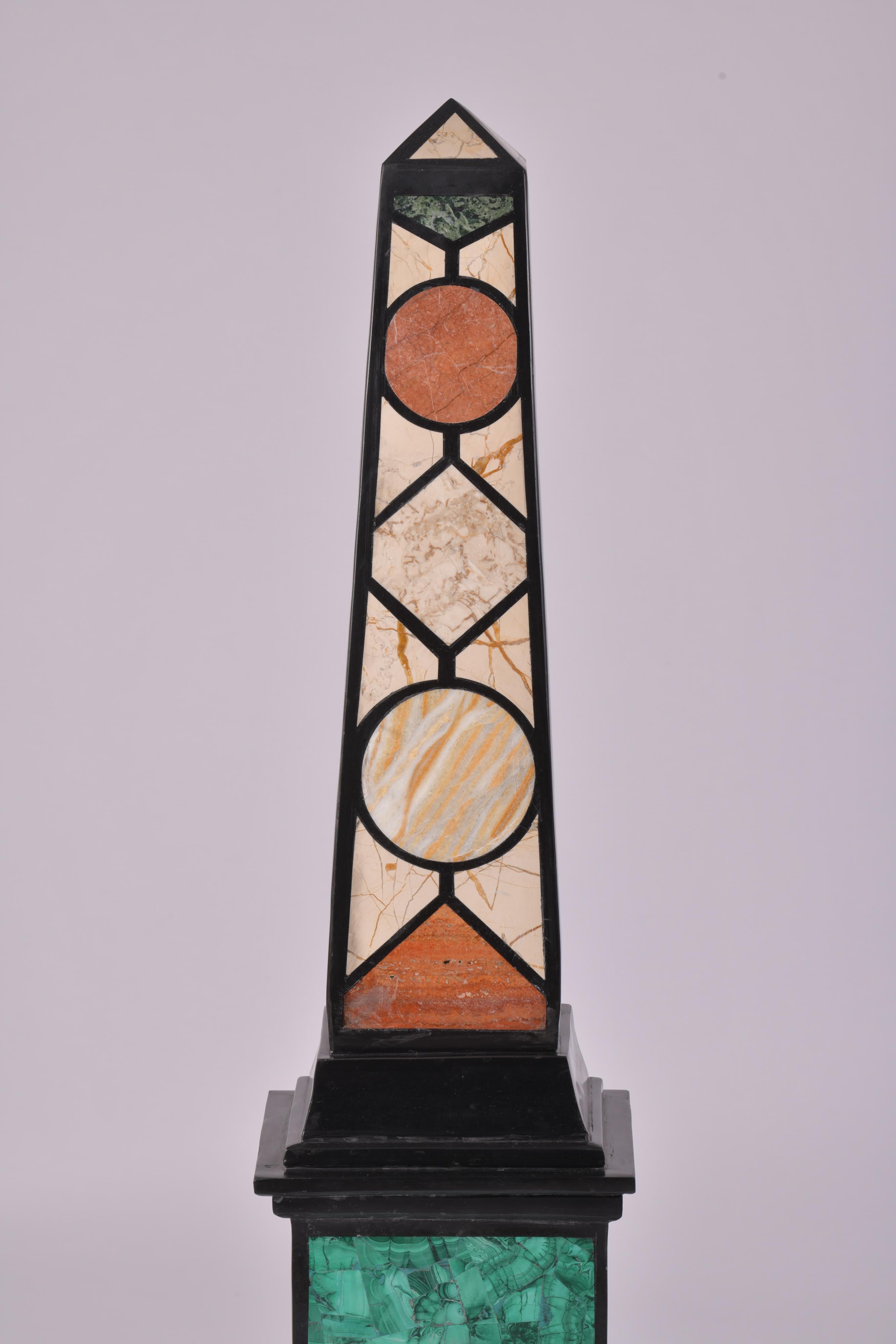 Pair of 20th Century Marble Specimen Obelisks 4