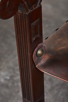 Pair of 20th Century South American Armchairs with Leather Seat and Back