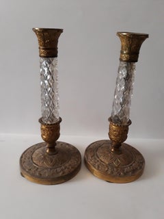 Pair of 20th Cent Bronze Empire Candlesticks, France 1910