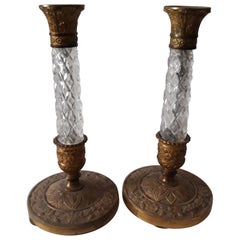 Pair of 20th Cent Bronze Empire Candlesticks, France 1910