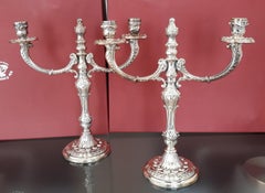 Pair of 20th cent.Sterling Silver Regency Style Candelabra, Italy Man.Greggio