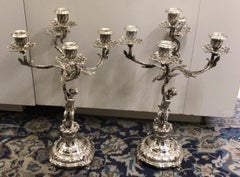 Pair of 20th Century Sterling Silver Rococo Candelabra, Michele Galassi gr 3.600