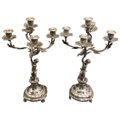 Pair of 20th Century Sterling Silver Rococo Candelabra, Michele Galassi gr 3.600