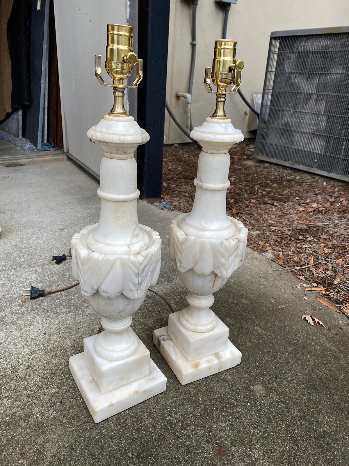 Pair of 20th Century Alabaster Lamps In Good Condition In Atlanta, GA