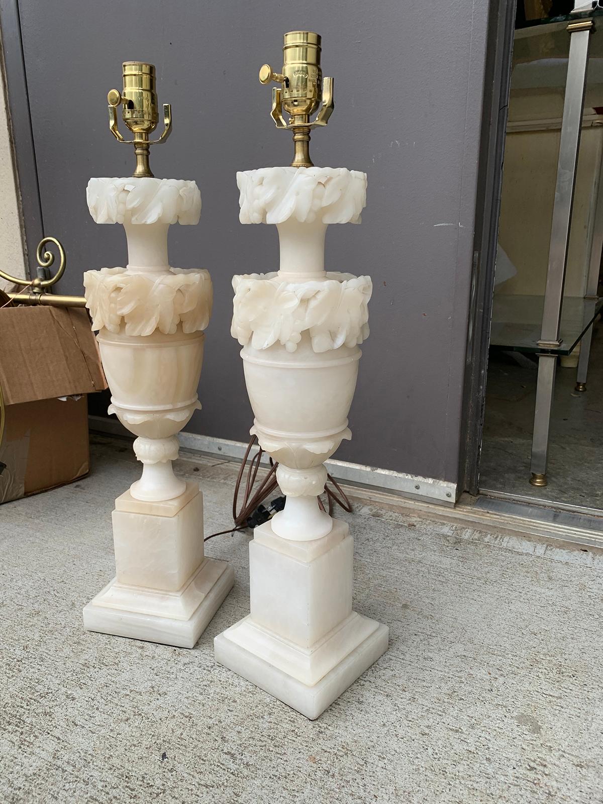 Pair of 20th Century Alabaster Lamps In Good Condition In Atlanta, GA