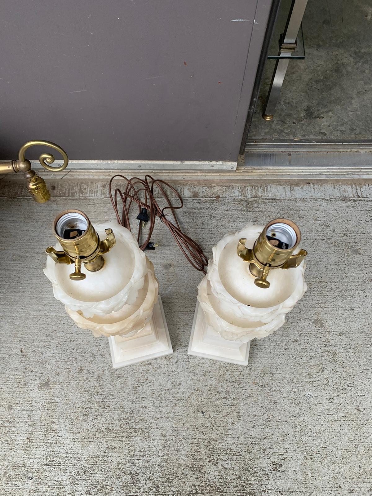 Pair of 20th Century Alabaster Lamps 3