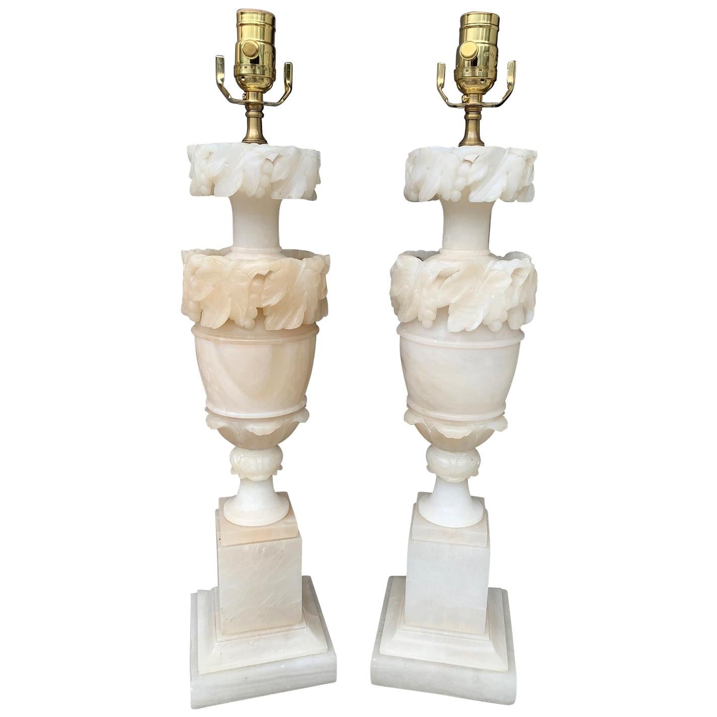 Pair of 20th Century Alabaster Lamps