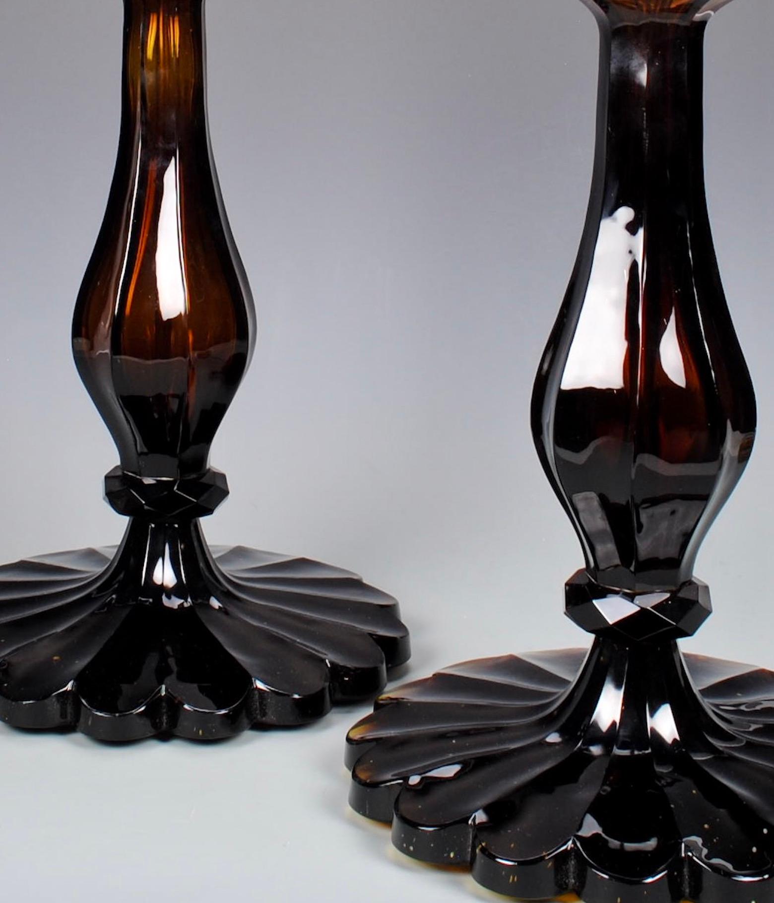 Pair of 20th Century Amber Cut-Glass Table Lamps For Sale 1