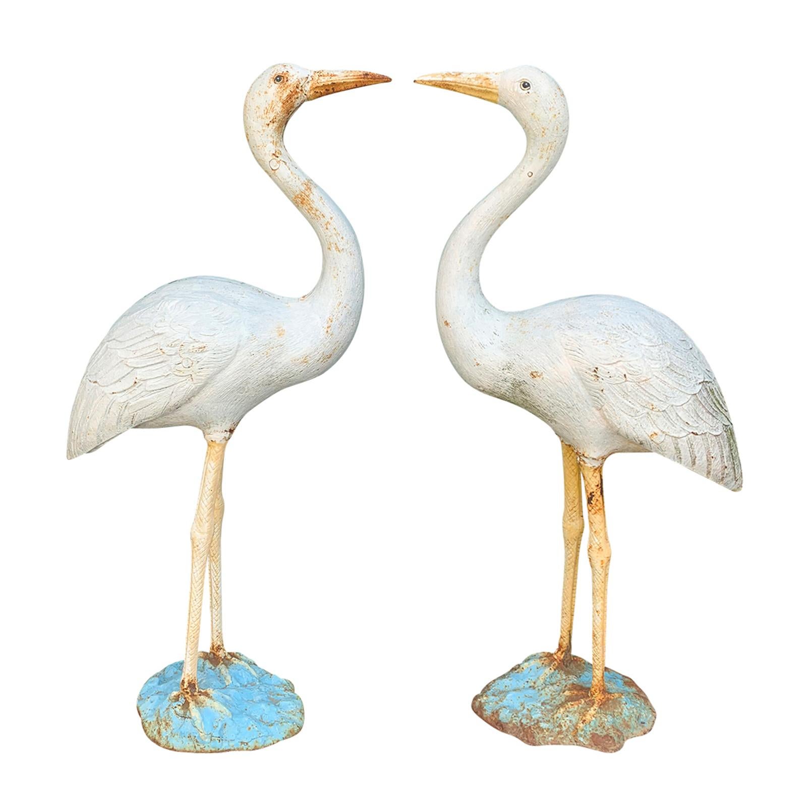 Pair of 20th Century American Cast Iron Garden Cranes