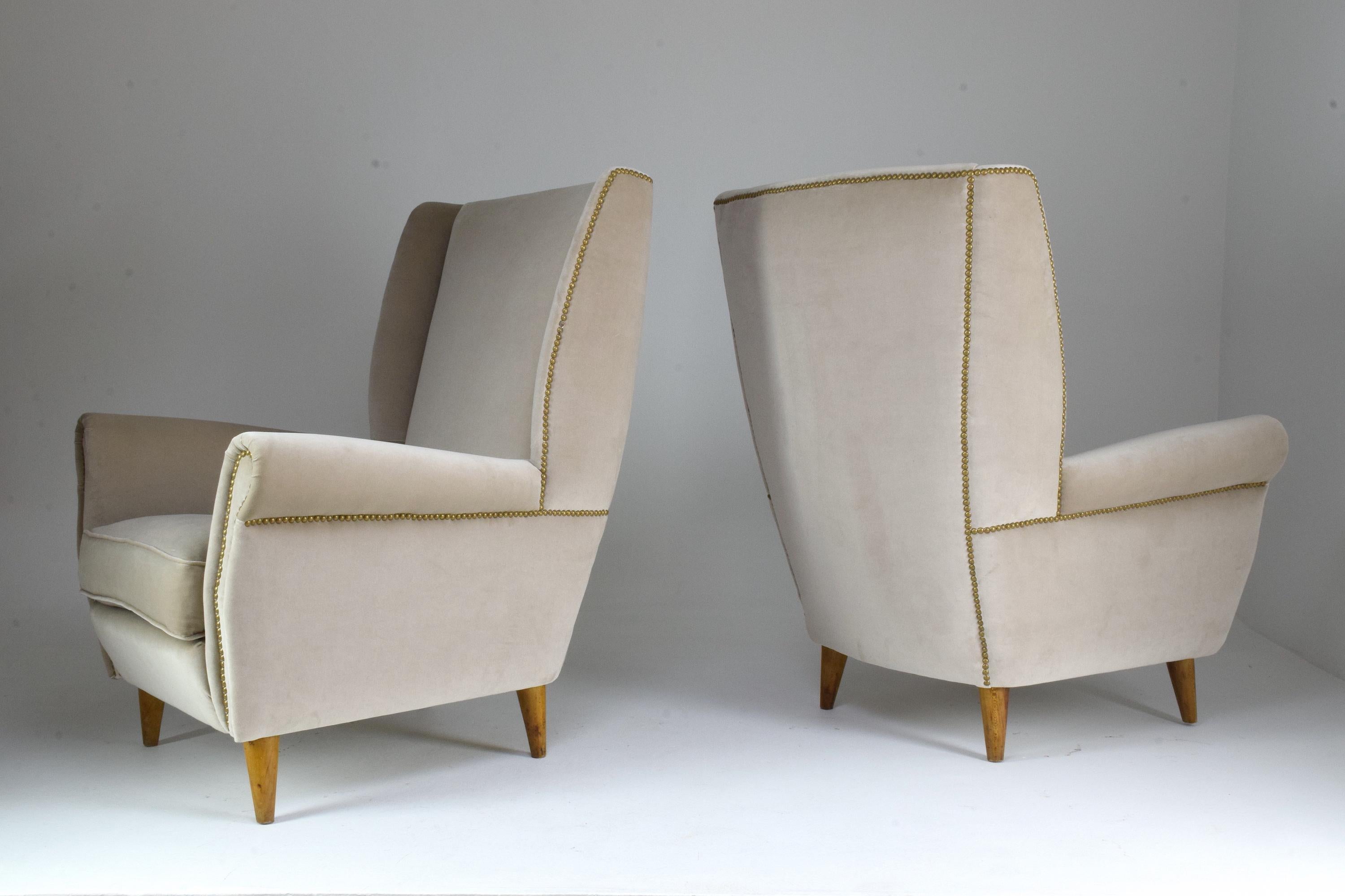 Mid-Century Modern Pair of 20th Century Armchairs by Gio Ponti, 1940s For Sale