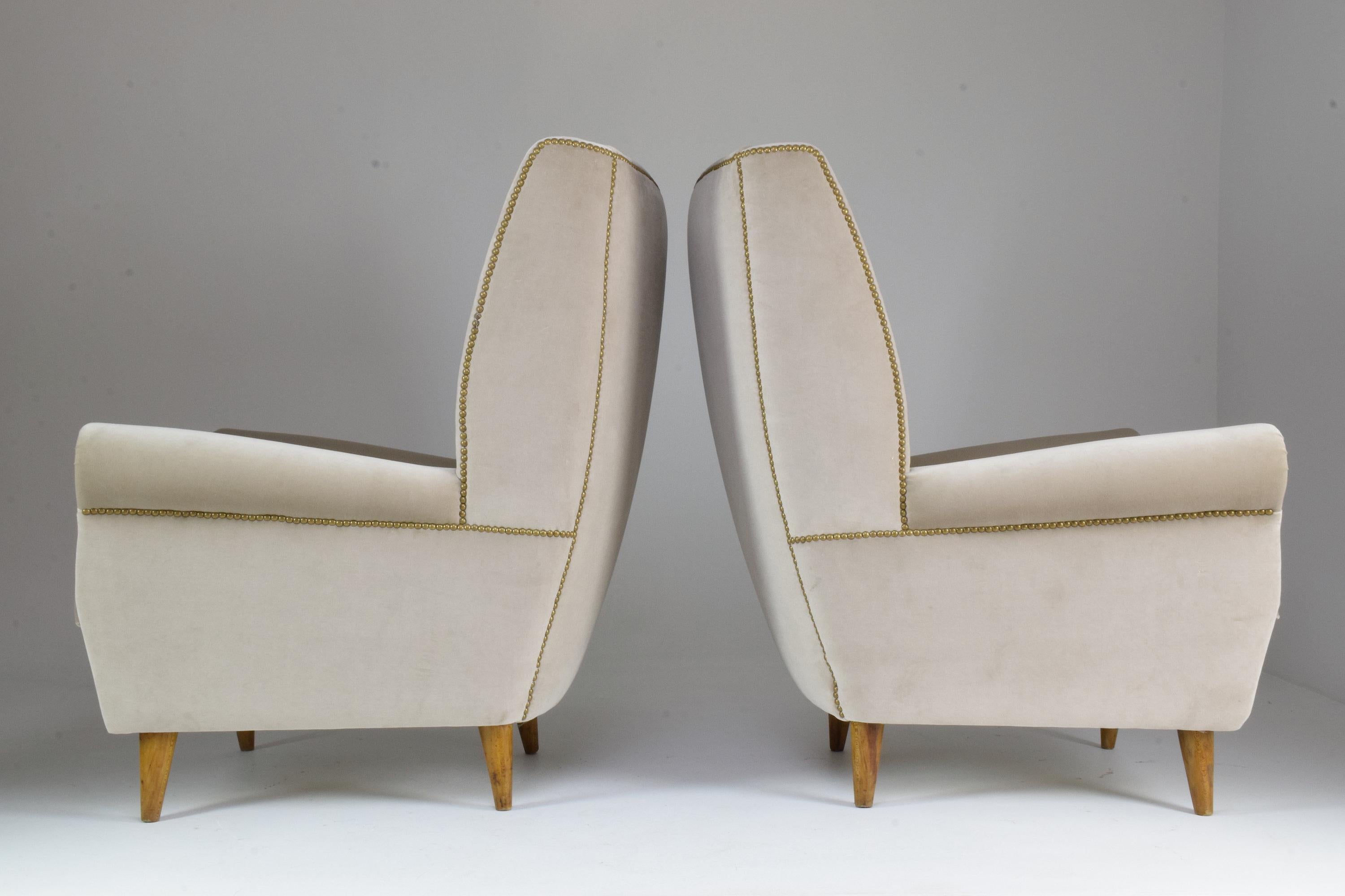 Italian Pair of 20th Century Armchairs by Gio Ponti, 1940s For Sale