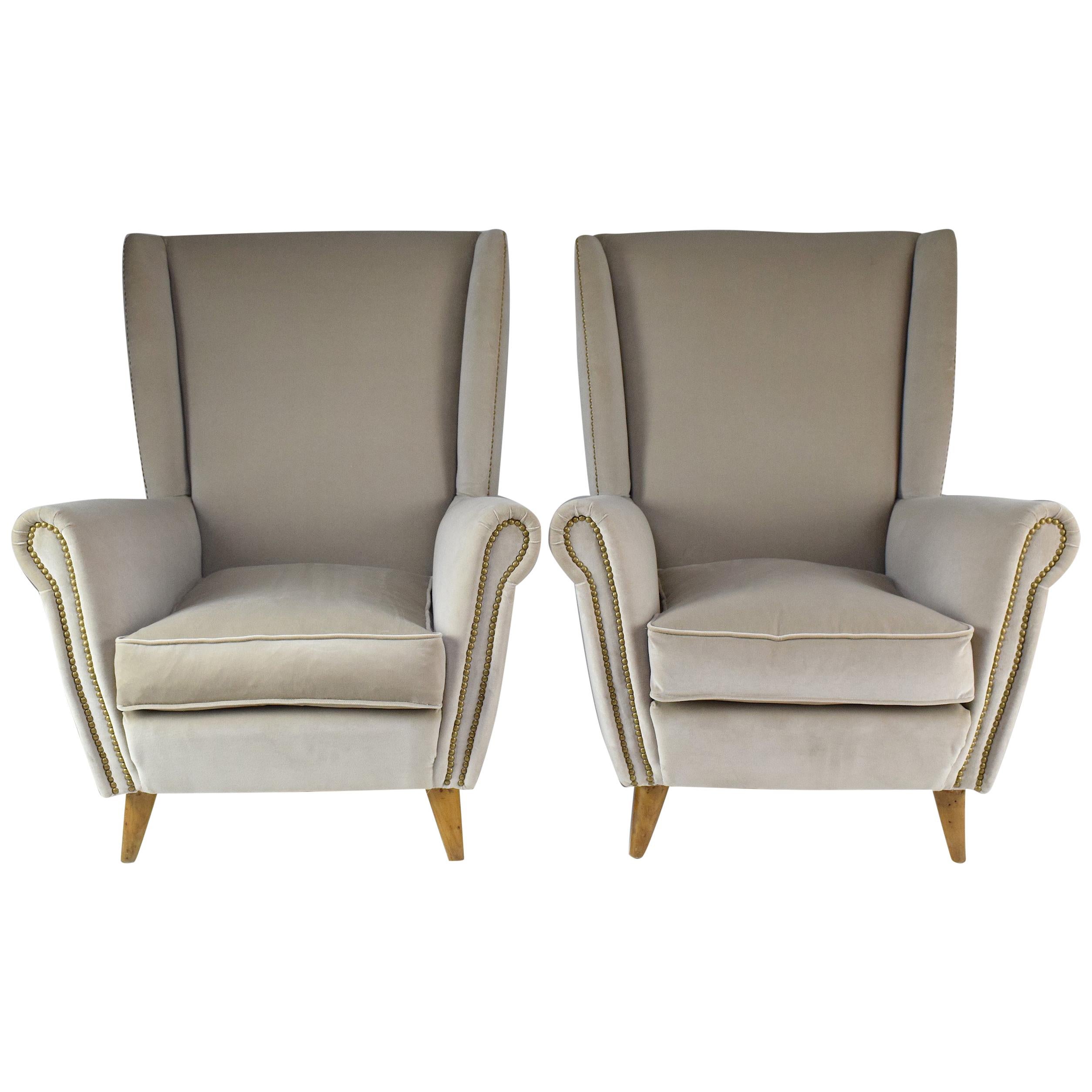 Pair of 20th Century Armchairs by Gio Ponti, 1940s For Sale