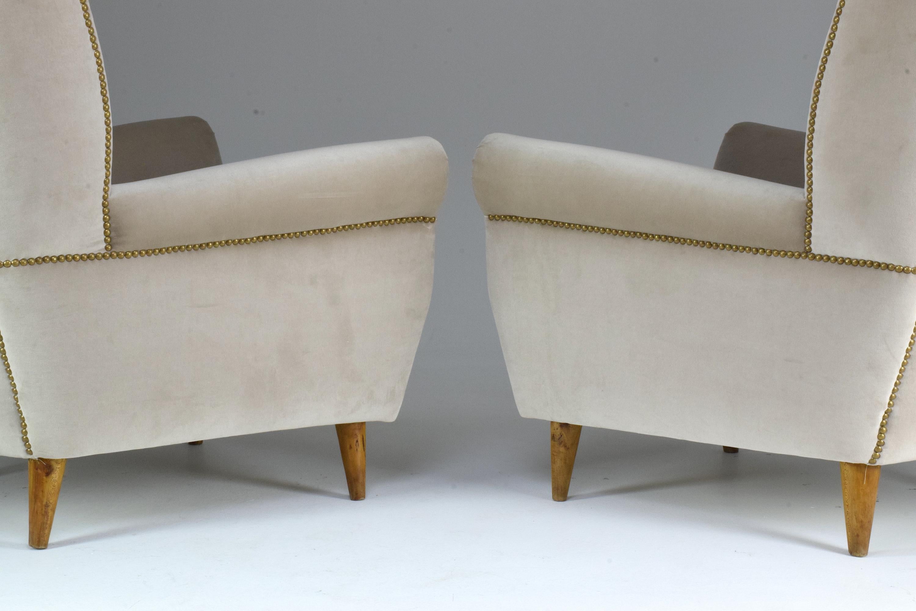 Pair of 20th Century Armchairs In the Style of Gio Ponti, 1940s For Sale 5