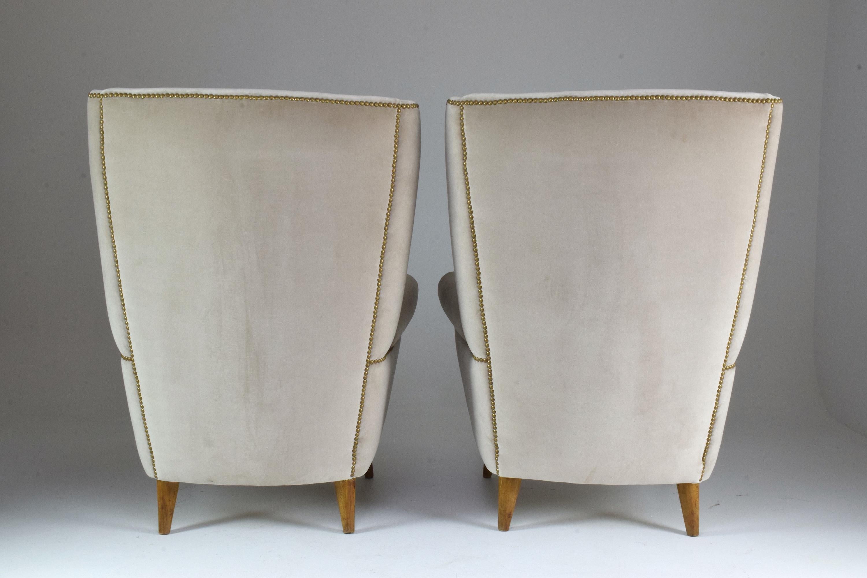 Pair of 20th Century Armchairs In the Style of Gio Ponti, 1940s For Sale 7