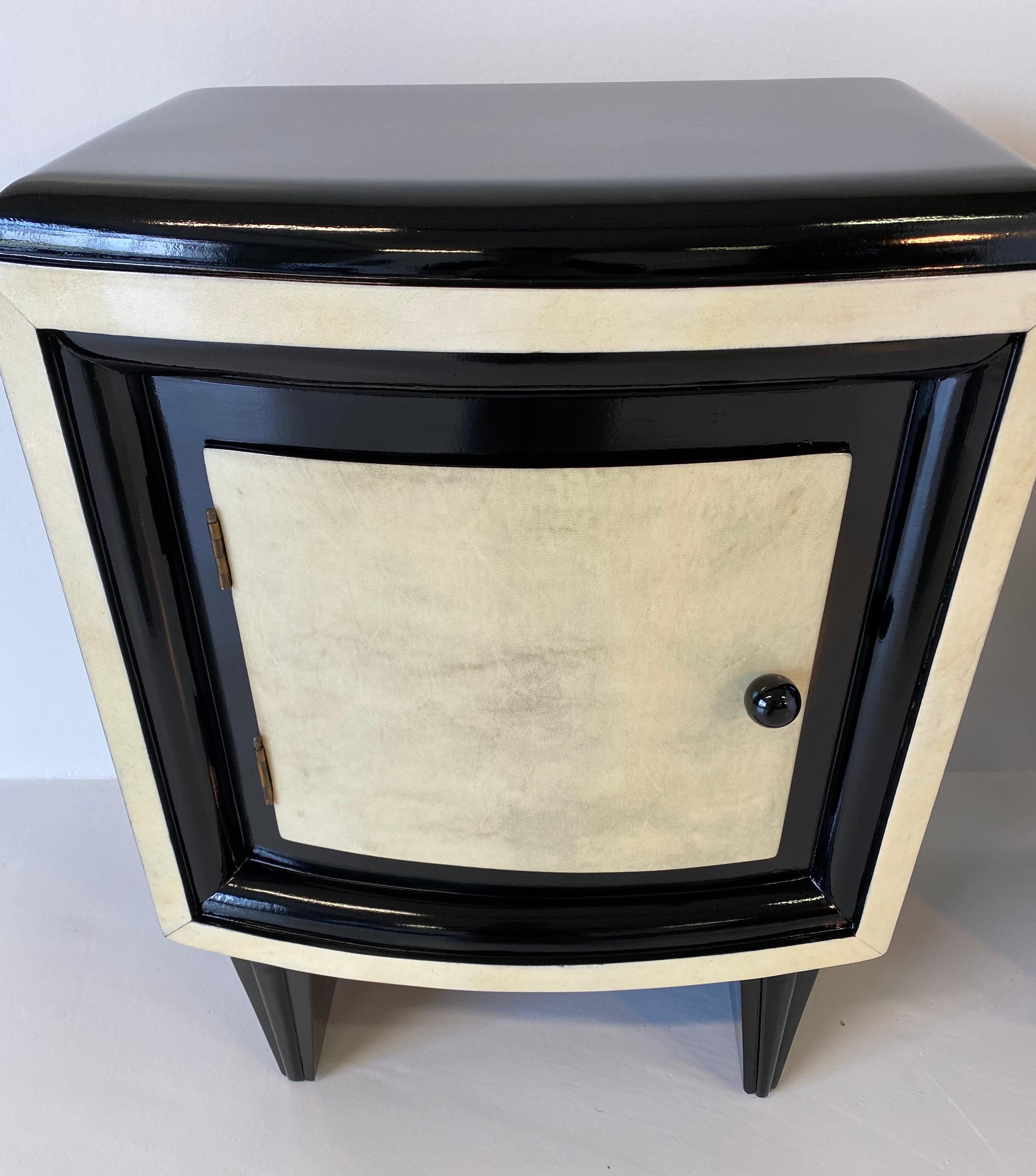 Pair of 20th Century Art Deco Parchment Bedside Tables, 1930s 1