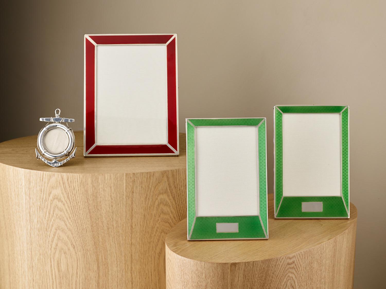 Pair of 20th Century Art Deco Sterling Silver and Enamel Photograph Frames, 1927 2