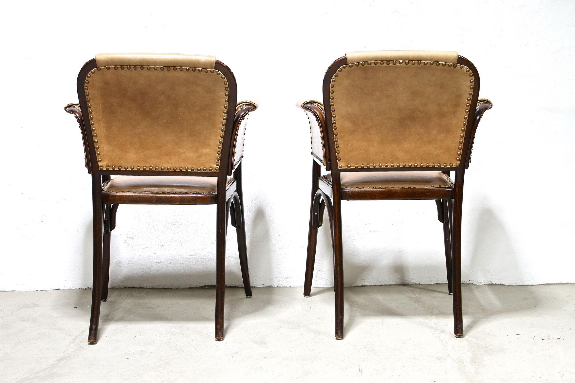 Paire de fauteuils en bois cintré Art nouveau du 20ème siècle par Thonet, Autriche, vers 1904 en vente 1