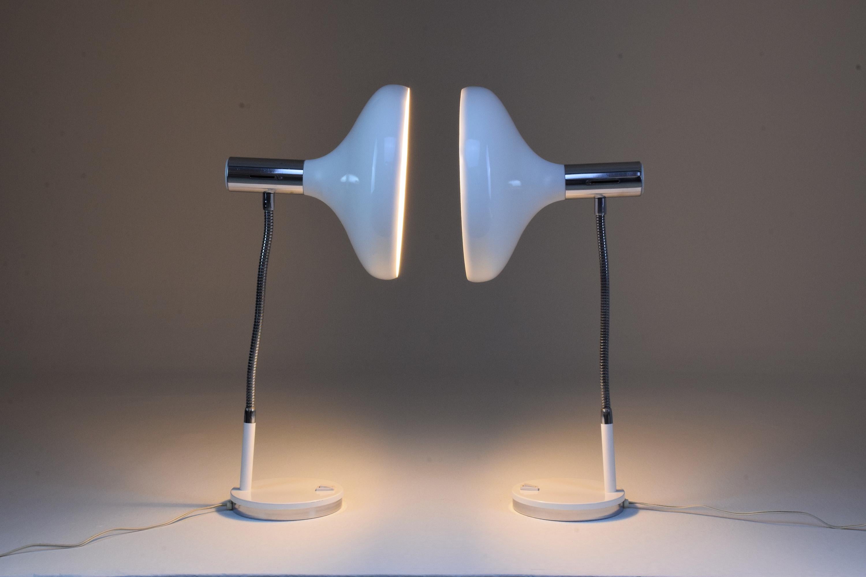 Space Age Pair of 20th Century Articulating Table Lamps, 1970s