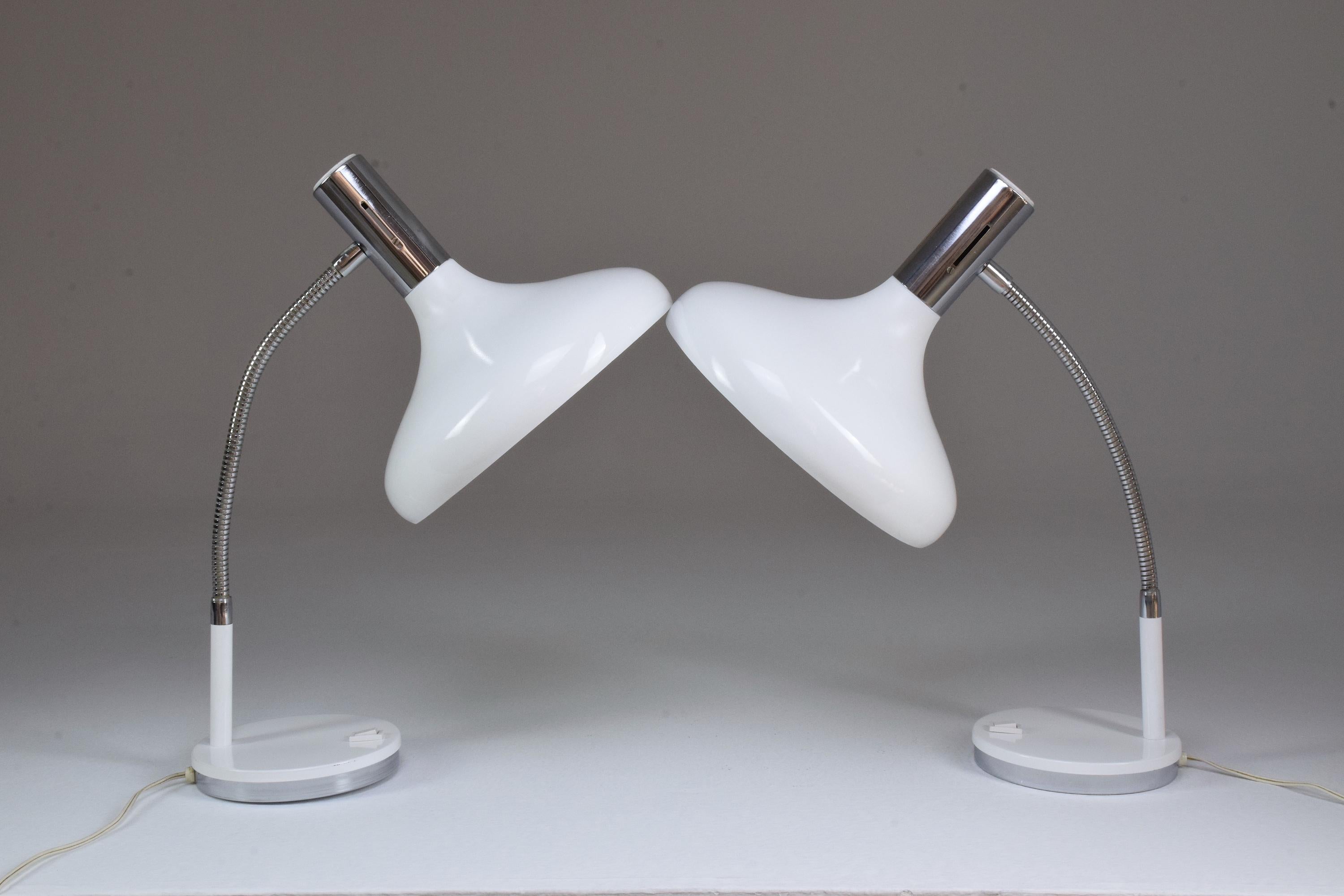 French Pair of 20th Century Articulating Table Lamps, 1970s