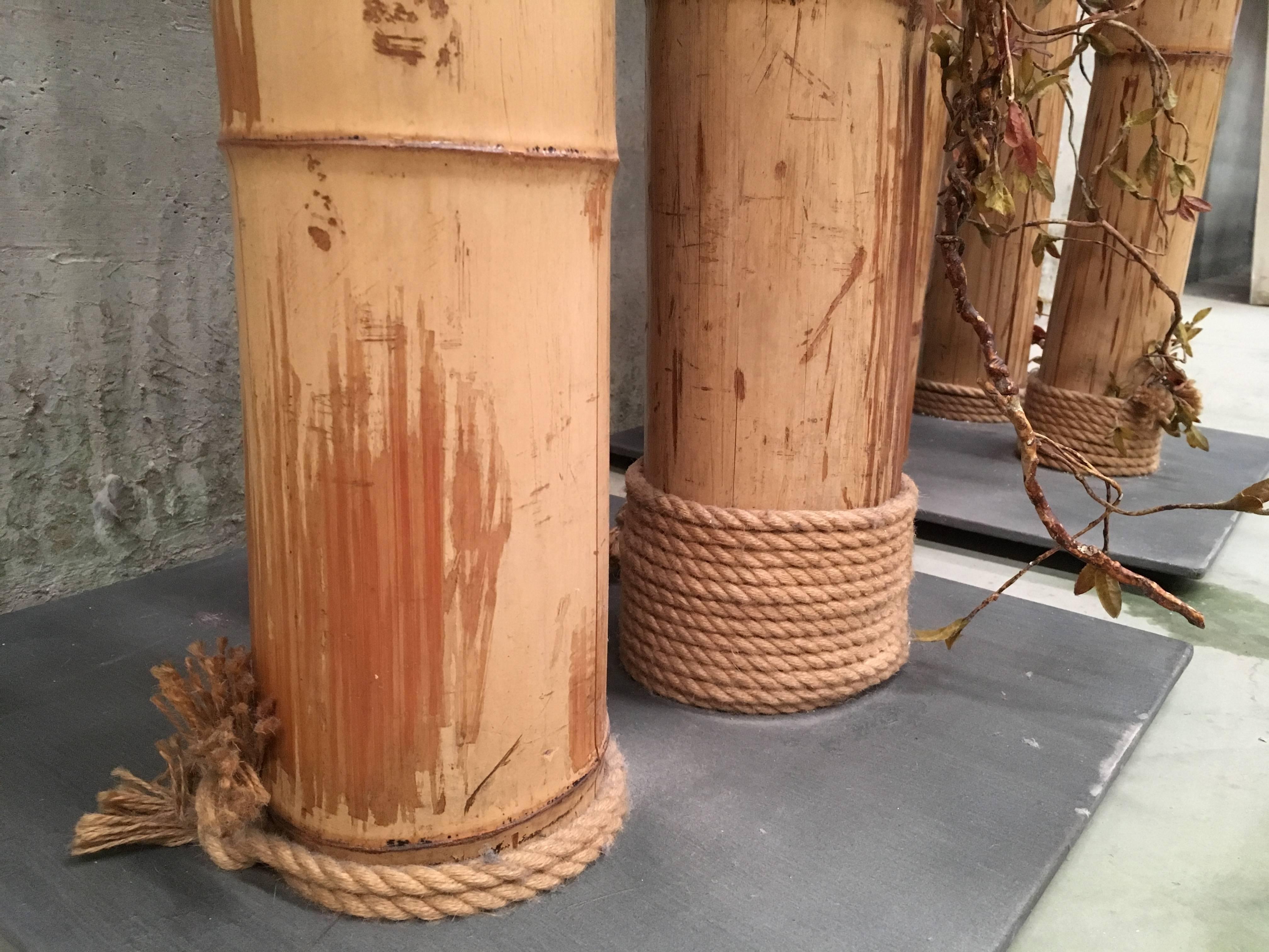 Pair of 20th Century Asian Decorated Columns with Vines, Leaves For Sale 8