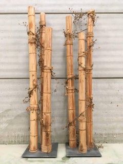 Pair of 20th Century Asian Decorated Columns with Vines, Leaves
