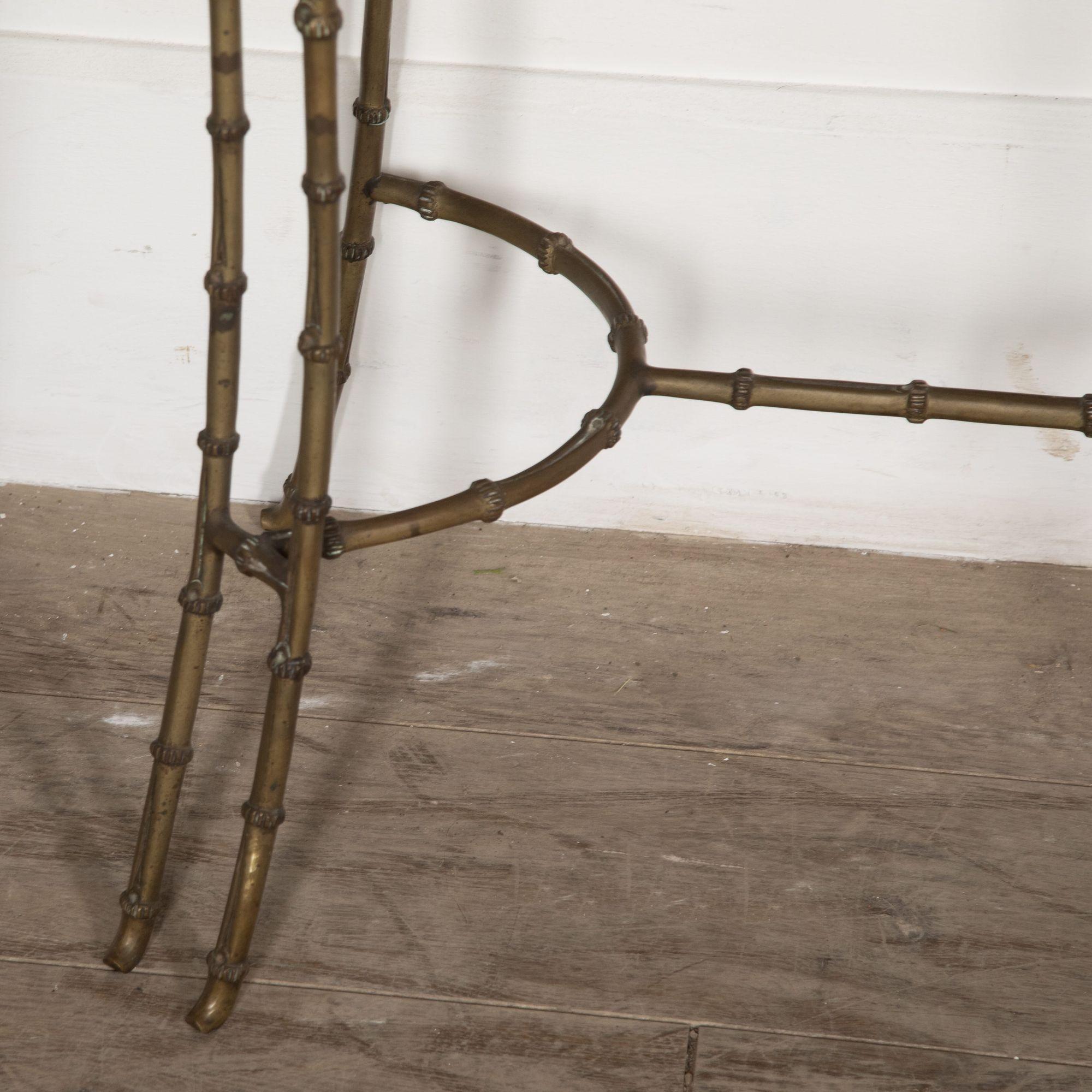 Brass Pair of 20th Century Bagues Console Tables For Sale